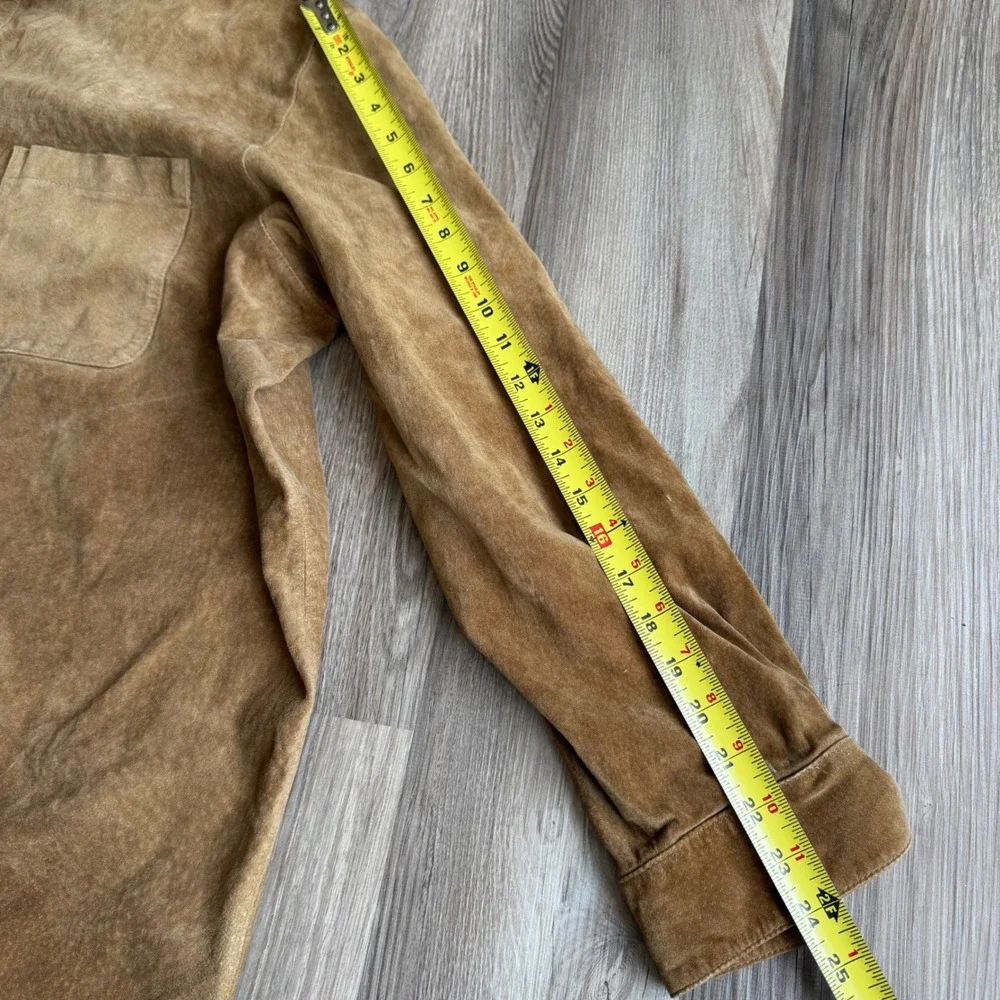 Vintage Field Gear XXL Genuine Leather Suede Button Down Shirt Jacket Tan Camel